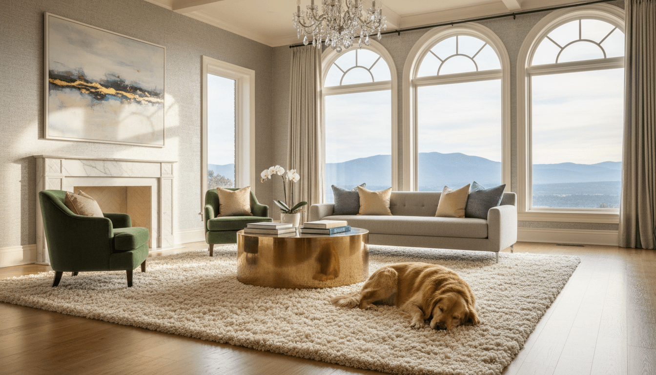 Calm dog resting in a refined living room