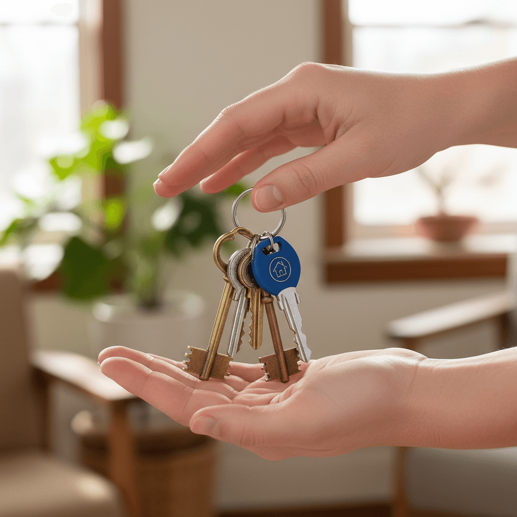 Hands holding a set of house keys